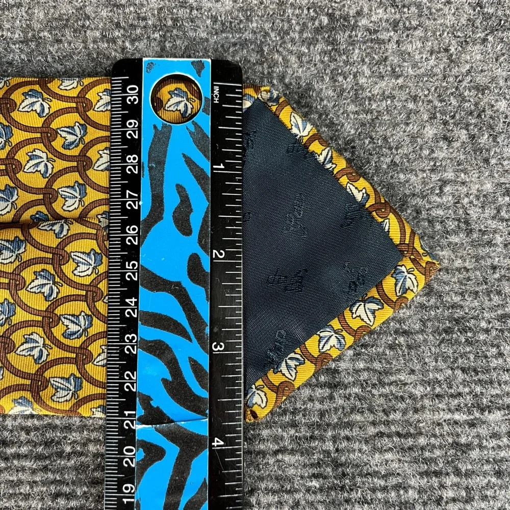 Gap Premium 1969 Mens Silk Tie Yellow Brown Leaf Pattern Formal Necktie
